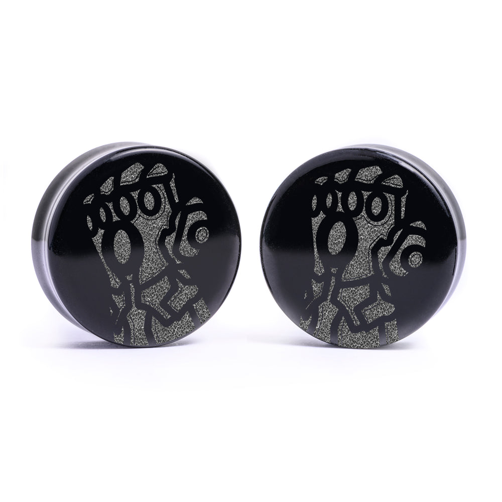 Infinity Gauntlet Plug / Gauge - Schwarzes Glas | Doppelaufgeweitet mit flachem Gesicht