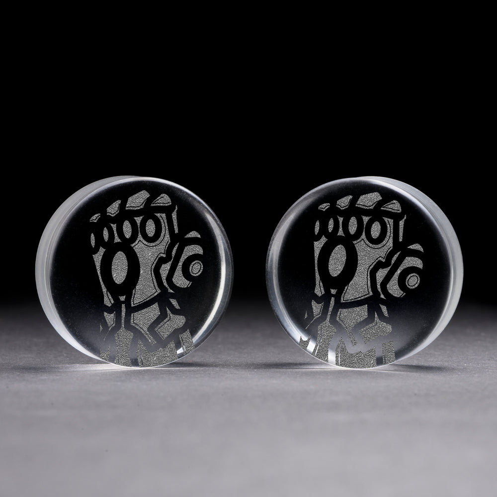 Infinity Gauntlet Plug / Gauge - Clear Glass | Doppelaufgeweitet mit flachem Gesicht