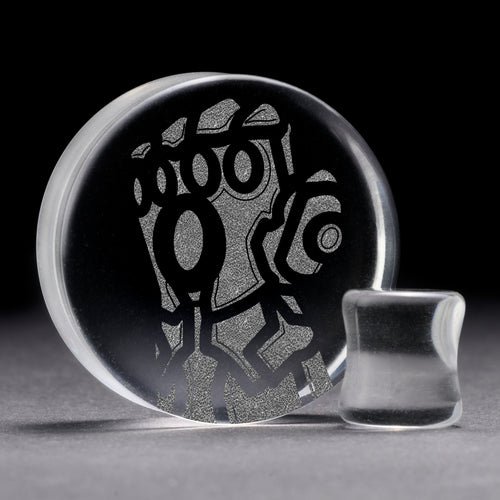 Infinity Gauntlet Plug / Gauge - Clear Glass | Doppelaufgeweitet mit flachem Gesicht