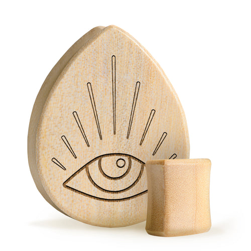 Watching Eye Plug / Gauge - Teardrop Crocodile Wood | Flat Faced Double Flare