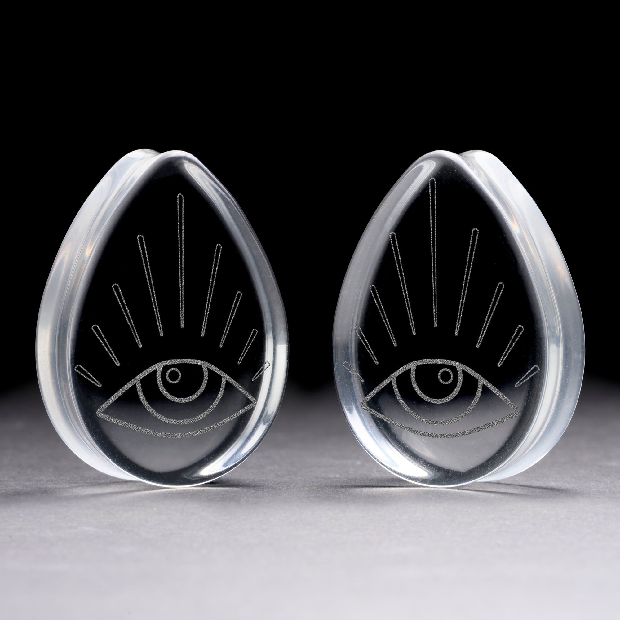 Watching Eye Plug / Gauge - Teardrop Clear Glass | Flat Faced Double Flare