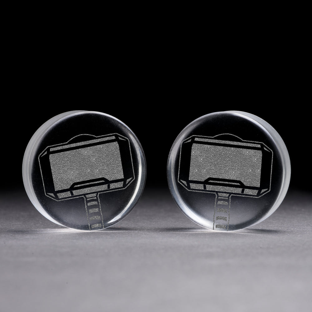 Thor Plug / Gauge - Clear Glass | Flat Faced Double Flare - Lasered To Order In House At Custom Plugs HQ