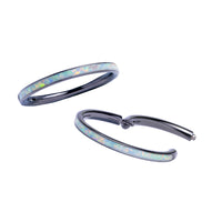 Septum clicker, noir, incrustation opale blanche, titane, 1.2mm