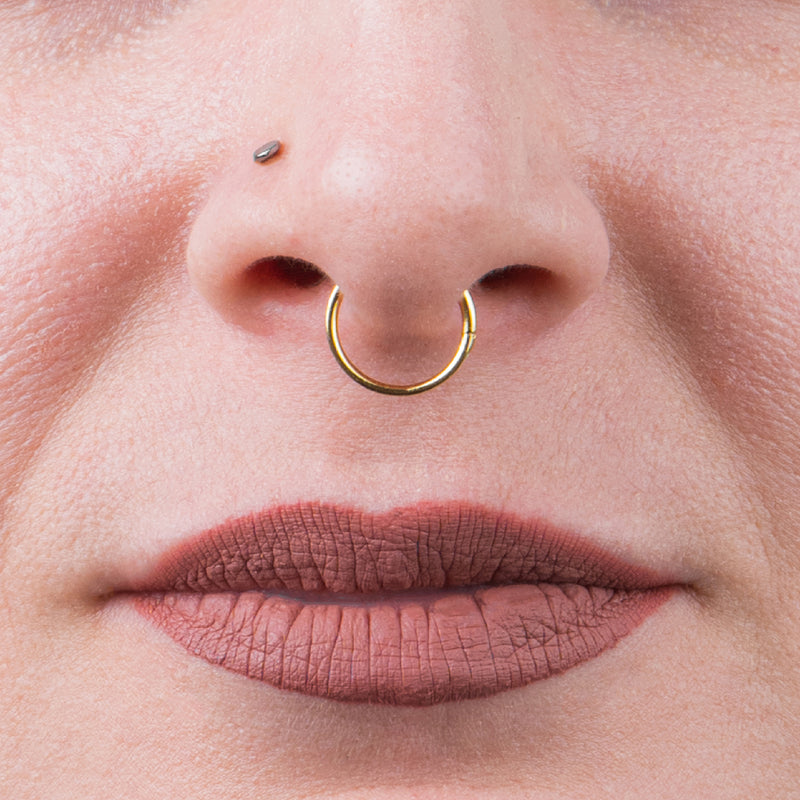 Septum clicker, or, incrustation opale blanche, titane, 1.2mm