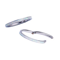 Septum clicker, argent, incrustation opale blanche, titane, 1.2mm