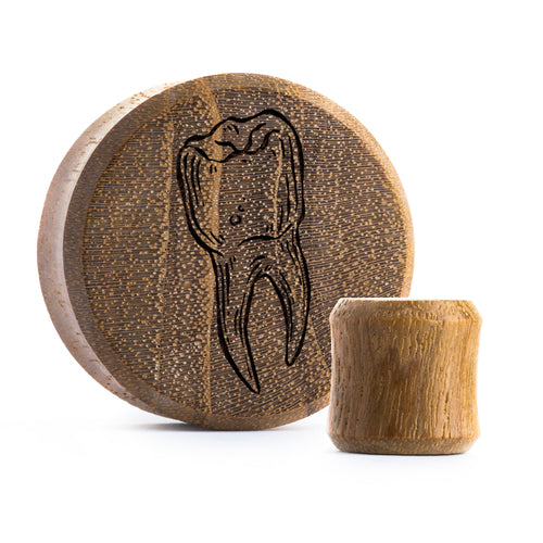 Tooth Plug / Gauge - Teak Wood | Flat Faced Double Flare