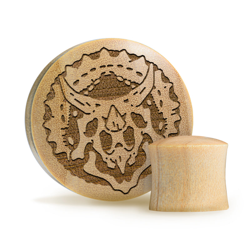 Triceratops Dinosaure Plug / Jauge - Bois de crocodile | Double flare convexe