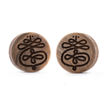 Starburst Mandala Ornamental Tattoo Plug / Gauge - Teak Wood | Convex Double Flare