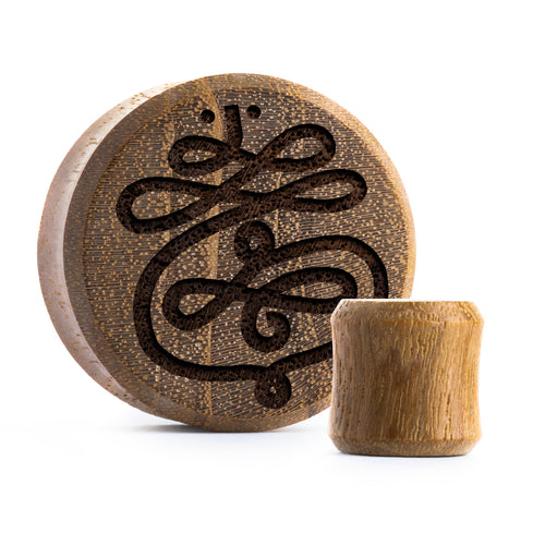 Unalome Plug / Gauge - Teak Wood | Flat Faced Double Flare