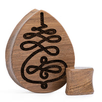 Plug / Gauge Unalome - Goutte en bois de teck | Face plate double évasé