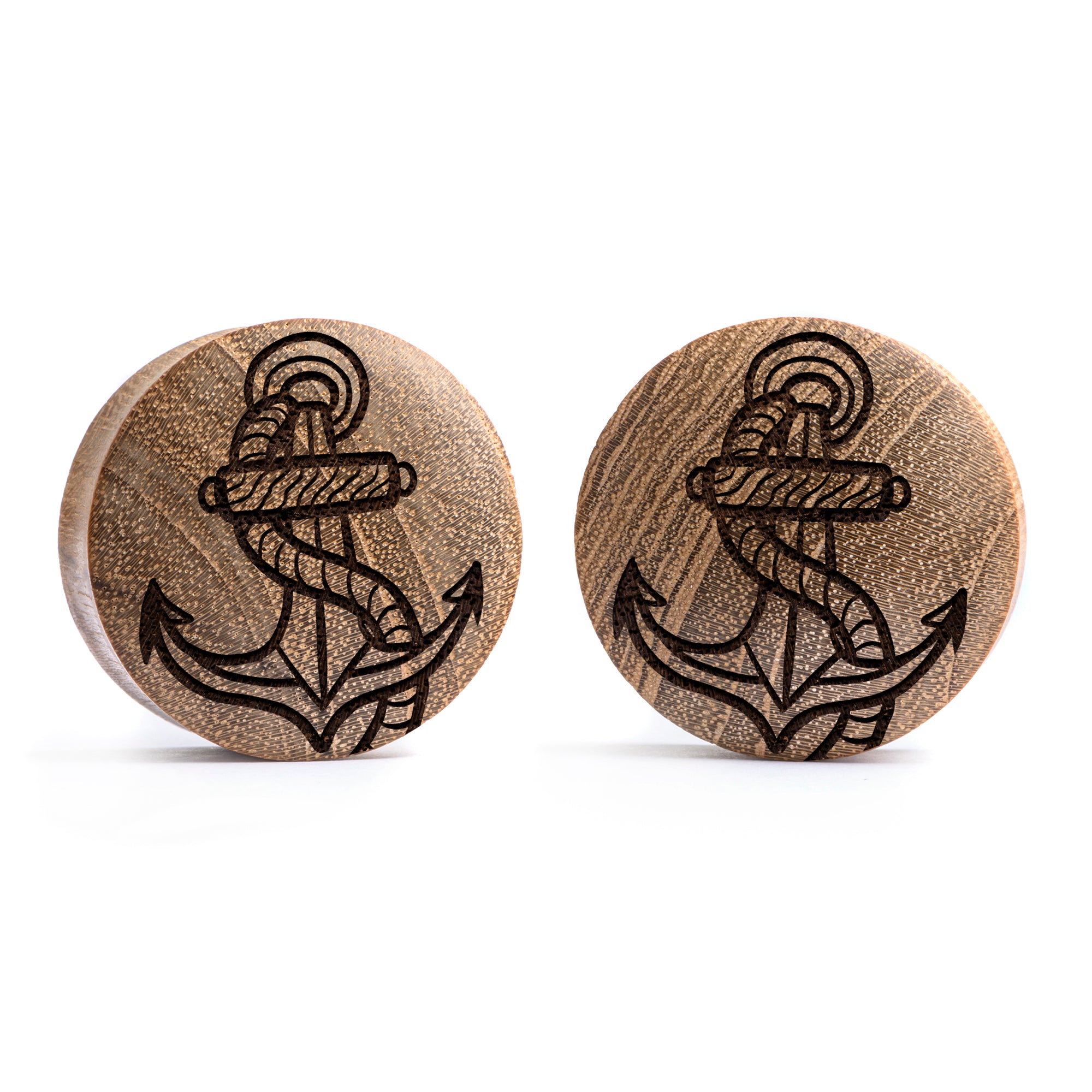 Union Anker Plug / Gauge - Teakholz | Konvexe Doppelaufgeweitet