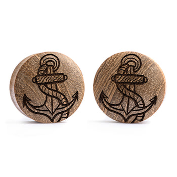 Union Anchor Plug / Gauge - Teak Wood | Convex Double Flare
