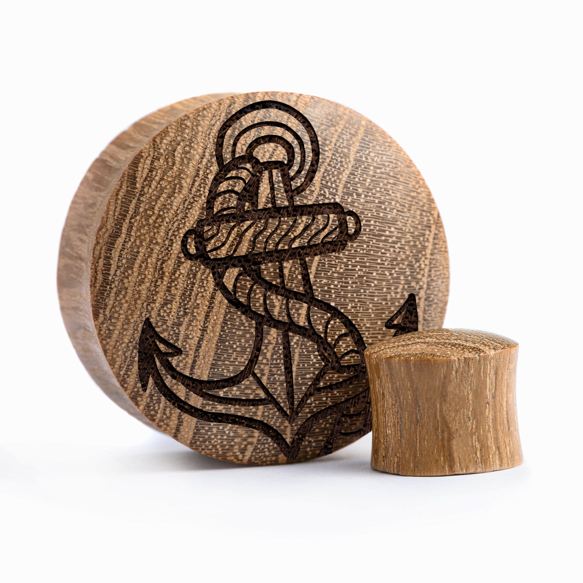 Union Anker Plug / Gauge - Teakholz | Konvexe Doppelaufgeweitet