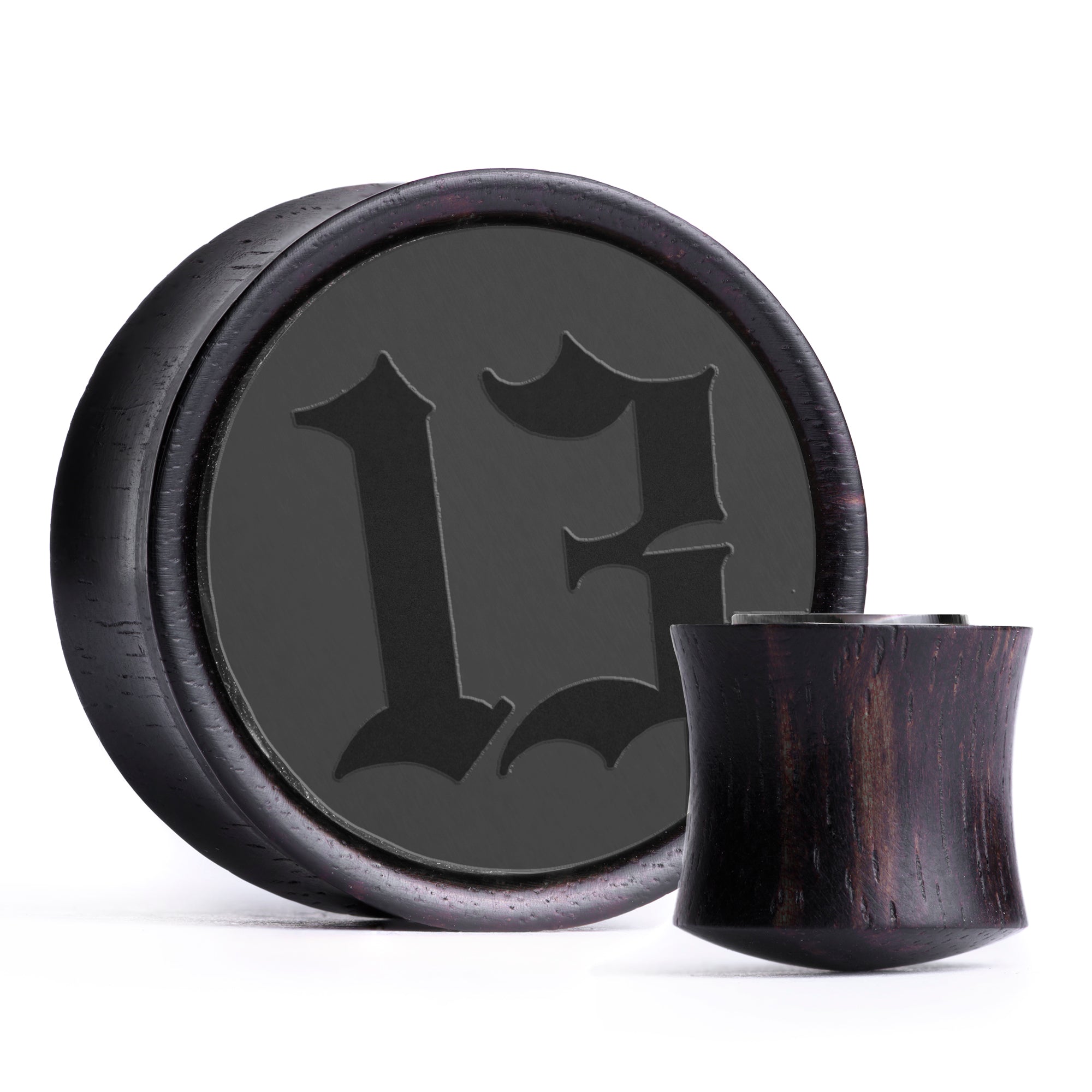 Unlucky Plug / Gauge - Black Inlay Ebony Wood | Convex Double Flare
