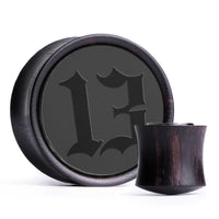 Plug / Gauge Porte-malheur - Bois d'ébène incrusté noir | Convexe double évasé