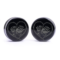 Plug / Gauge Bondage - Verre noir | Face plate double évasé