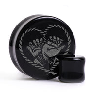 Plug / Gauge Bondage - Verre noir | Face plate double évasé