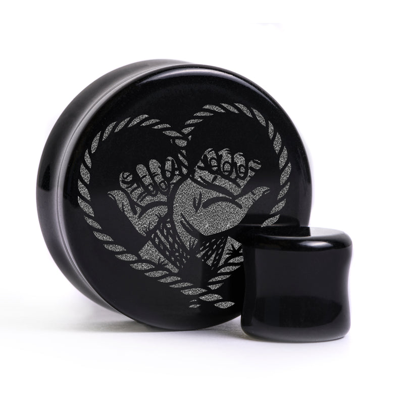 Plug / Gauge Bondage - Verre noir | Face plate double évasé