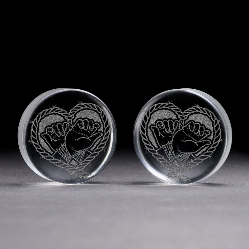 Plug / Gauge Bondage - Verre transparent | Face plate double évasé