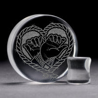 Plug / Gauge Bondage - Verre transparent | Face plate double évasé