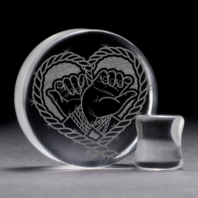 Plug / Gauge Bondage - Verre transparent | Face plate double évasé