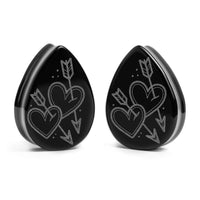 Plug / Gauge Flèche de Cupidon - Verre noir en goutte | Face plate double évasé