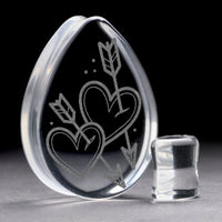Plug / Gauge Flèche de Cupidon - Verre transparent en goutte | Face plate double évasé