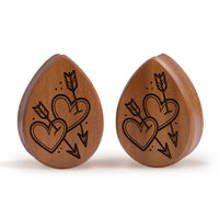 Plug / Gauge Flèche de Cupidon - Bois de Saba en goutte | Face plate double évasé