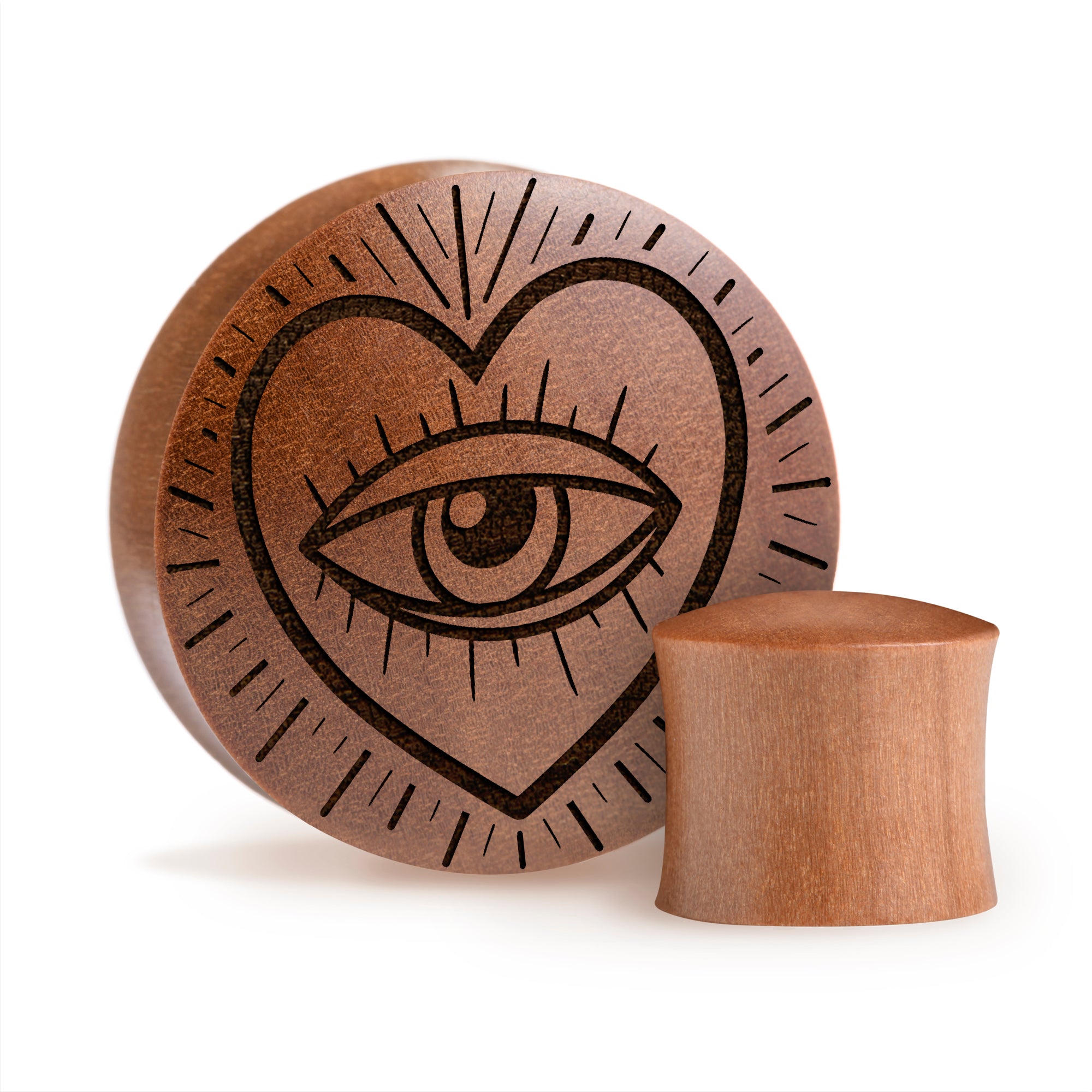 Eye Heart Plug / Gauge - Saba Wood | Convex Double Flare