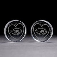 Plug / Gauge Cœur œil - Verre transparent | Face plate double évasé