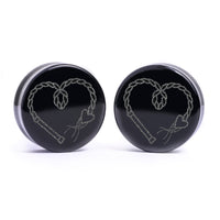 Plug / Gauge Fouet - Verre noir | Face plate double évasé