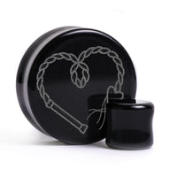 Plug / Gauge Fouet - Verre noir | Face plate double évasé