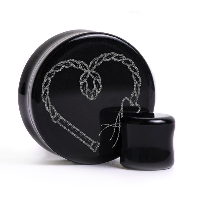 Plug / Gauge Fouet - Verre noir | Face plate double évasé
