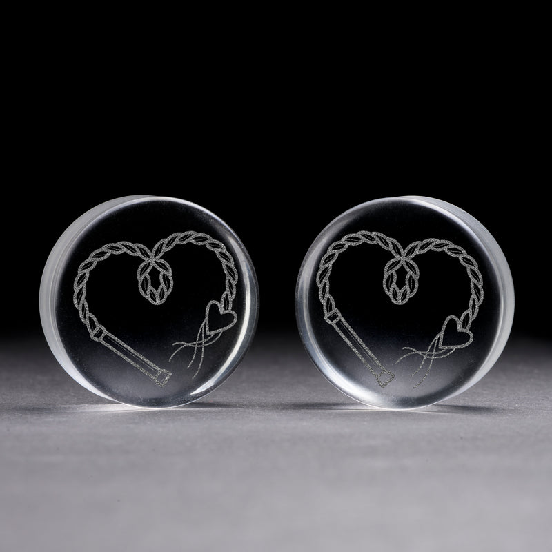 Plug / Gauge Fouet - Verre transparent | Face plate double évasé