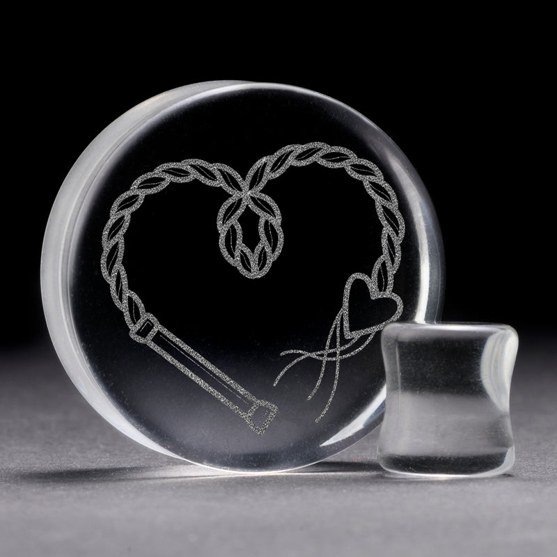 Plug / Gauge Fouet - Verre transparent | Face plate double évasé