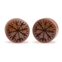 Plug / Gauge Vegvisir viking - Bois de Saba | Convexe double évasé