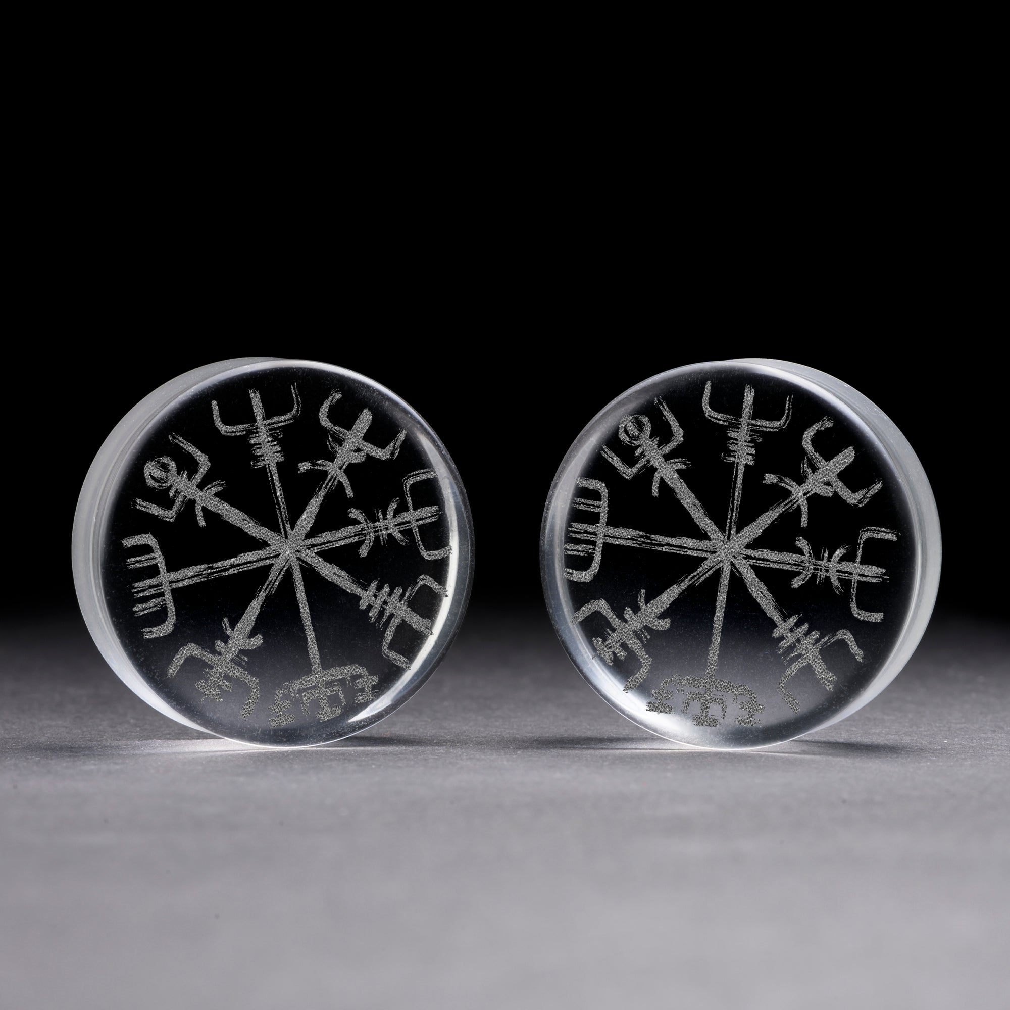 Hexagram Plug / Gauge - Black Glass | Flat Faced Double Flare
