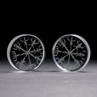 Plug / Gauge Vegvisir viking - Verre transparent | Face plate double évasé