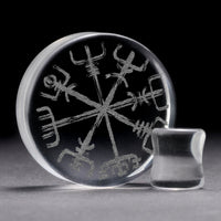 Plug / Gauge Vegvisir viking - Verre transparent | Face plate double évasé