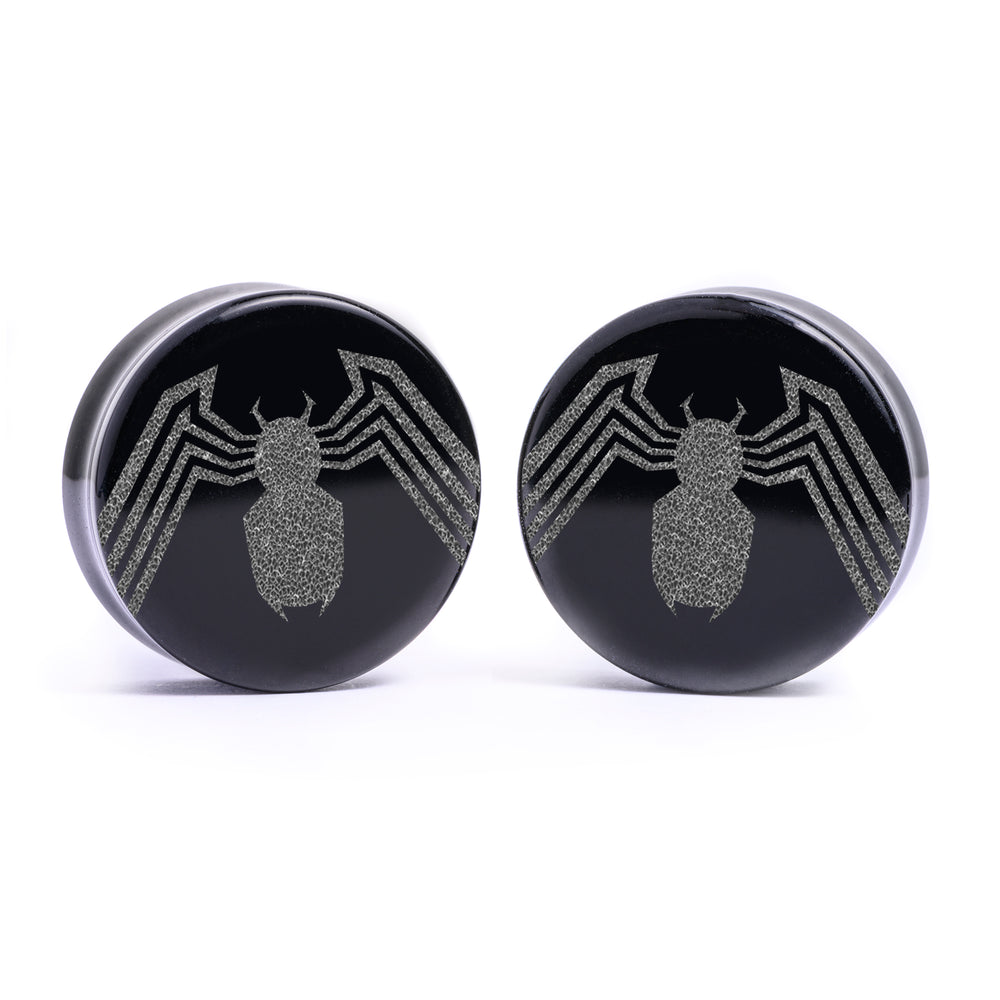 Logo des Giftstecks ​​/ Gauge - Schwarzes Glas | Doppelaufgeweitet mit flachem Gesicht