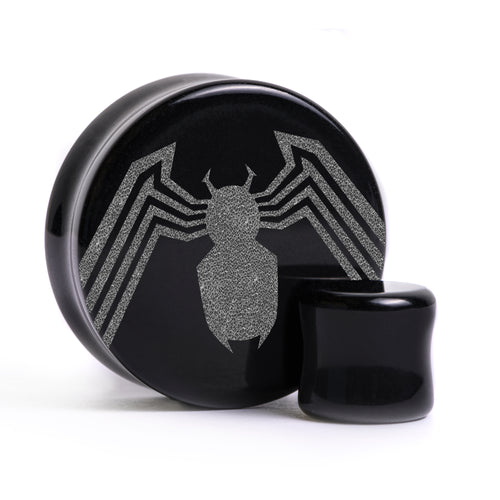 Logo des Giftstecks ​​/ Gauge - Schwarzes Glas | Doppelaufgeweitet mit flachem Gesicht