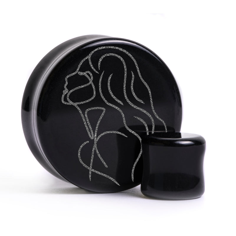 Plug / Gauge Virgo zodiaque - Verre noir | Face plate double évasé