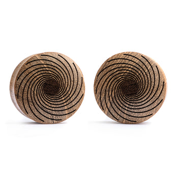 Wirbel Spiralplug / Gauge - Teakholz | Konvexe Doppelaufgeweitet