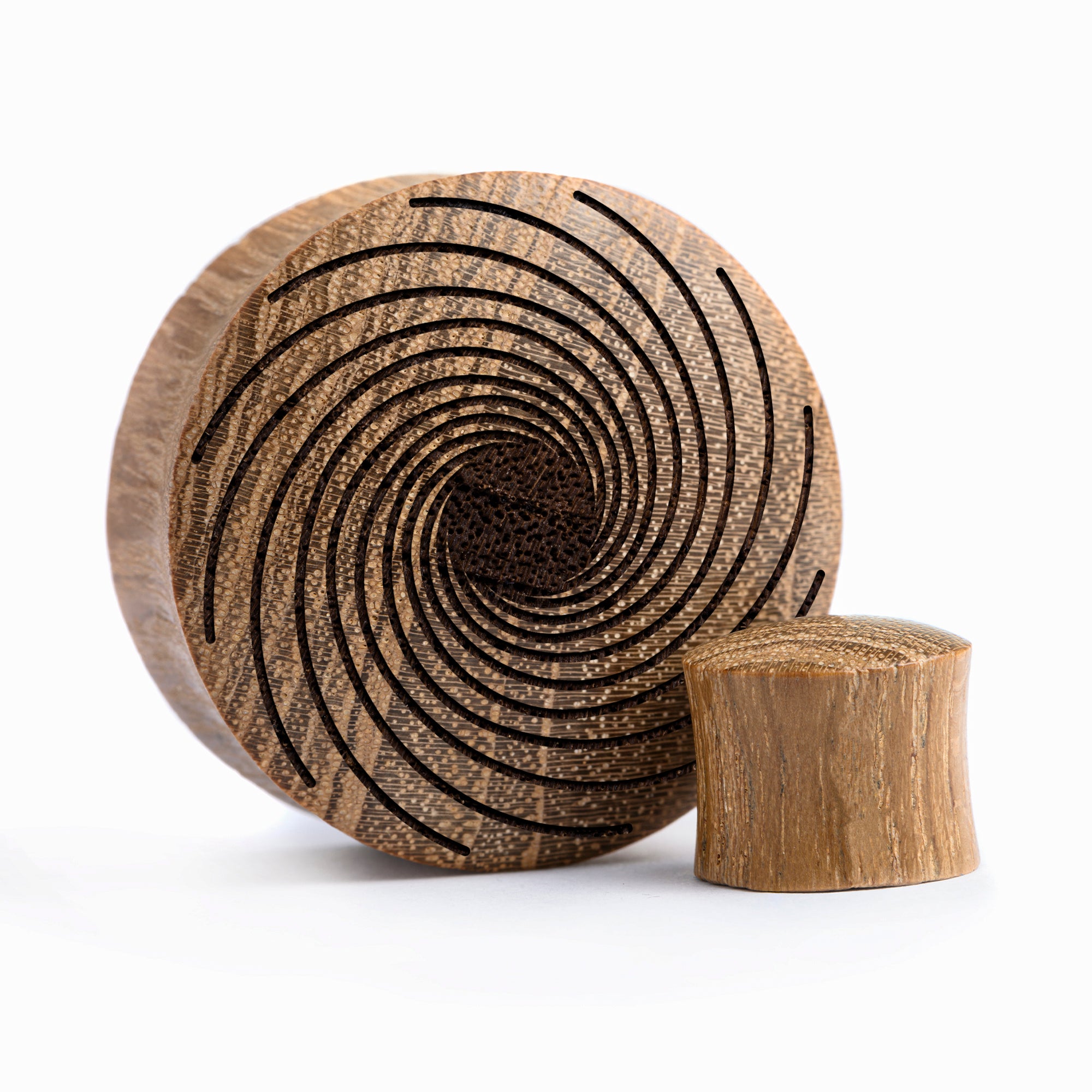 Wirbel Spiralplug / Gauge - Teakholz | Konvexe Doppelaufgeweitet