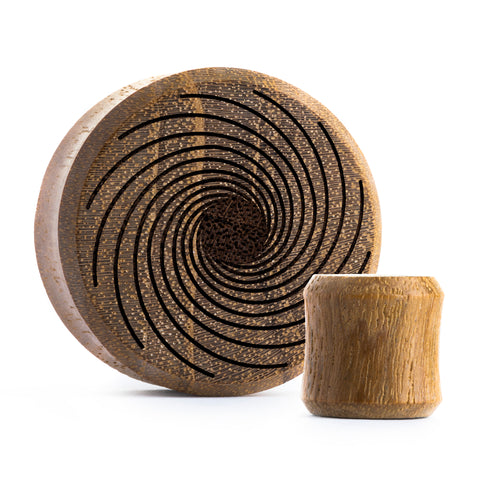 Vortex Spiral Plug / Gauge - Teak Wood | Flat Faced Double Flare