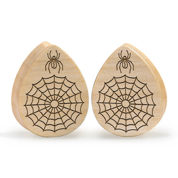 Guy wearing cool Brown Saba Wood Teardrop Wood Ear Plug / Gauge