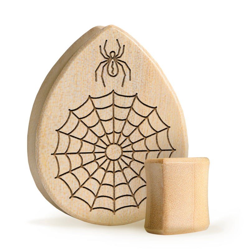 Web Plug / calibre - bois de crocodile en forme de goutte | double flare à face plate