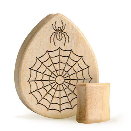 Web Plug / Gauge - Teardrop Crocodile Wood | Flat Faced Double Flare