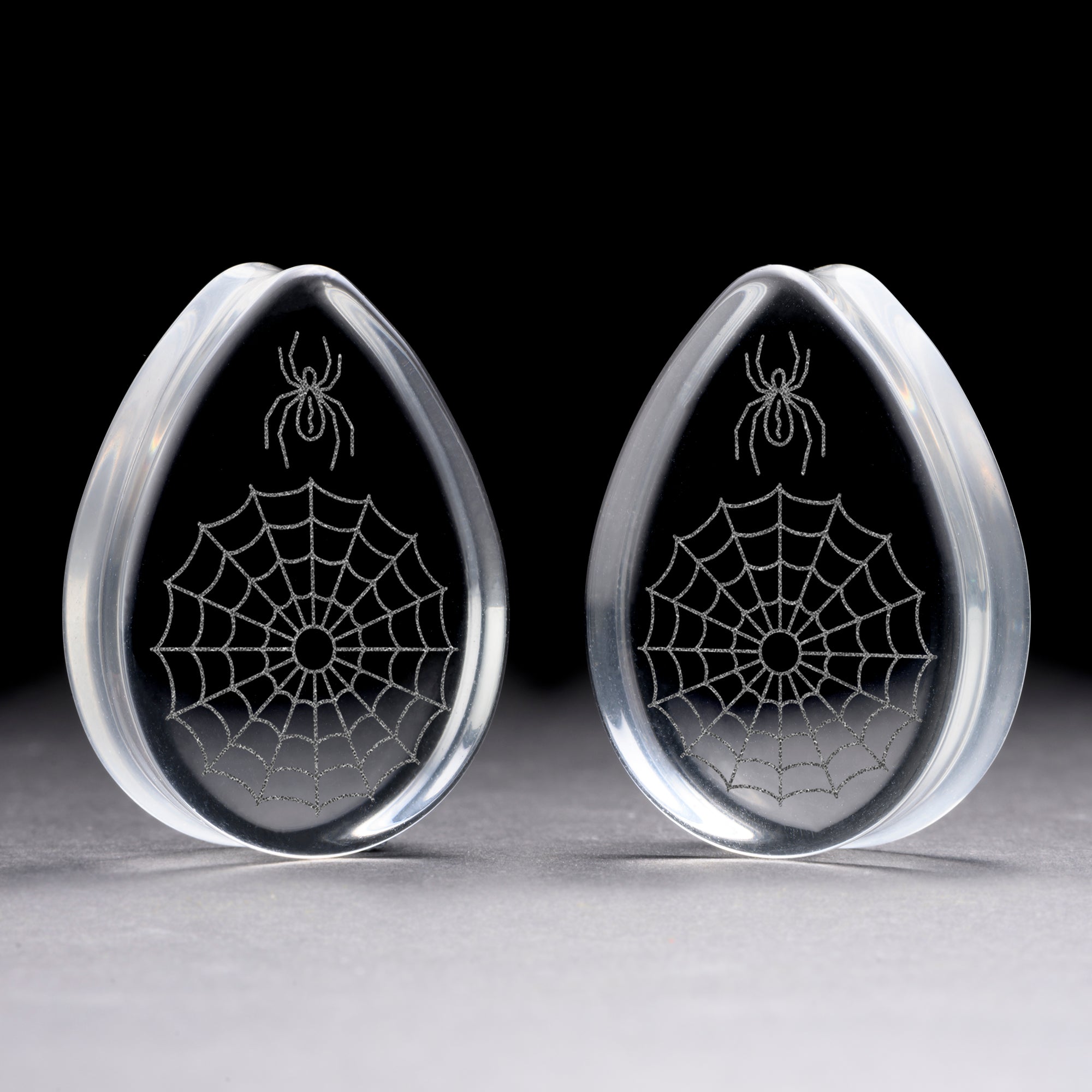 Kitsune Fox Mask Plug / Gauge - Black Glass | Flat Faced Double Flare