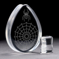 Web Plug / Jauge - Verre transparent en forme de goutte | Double flare à face plate
